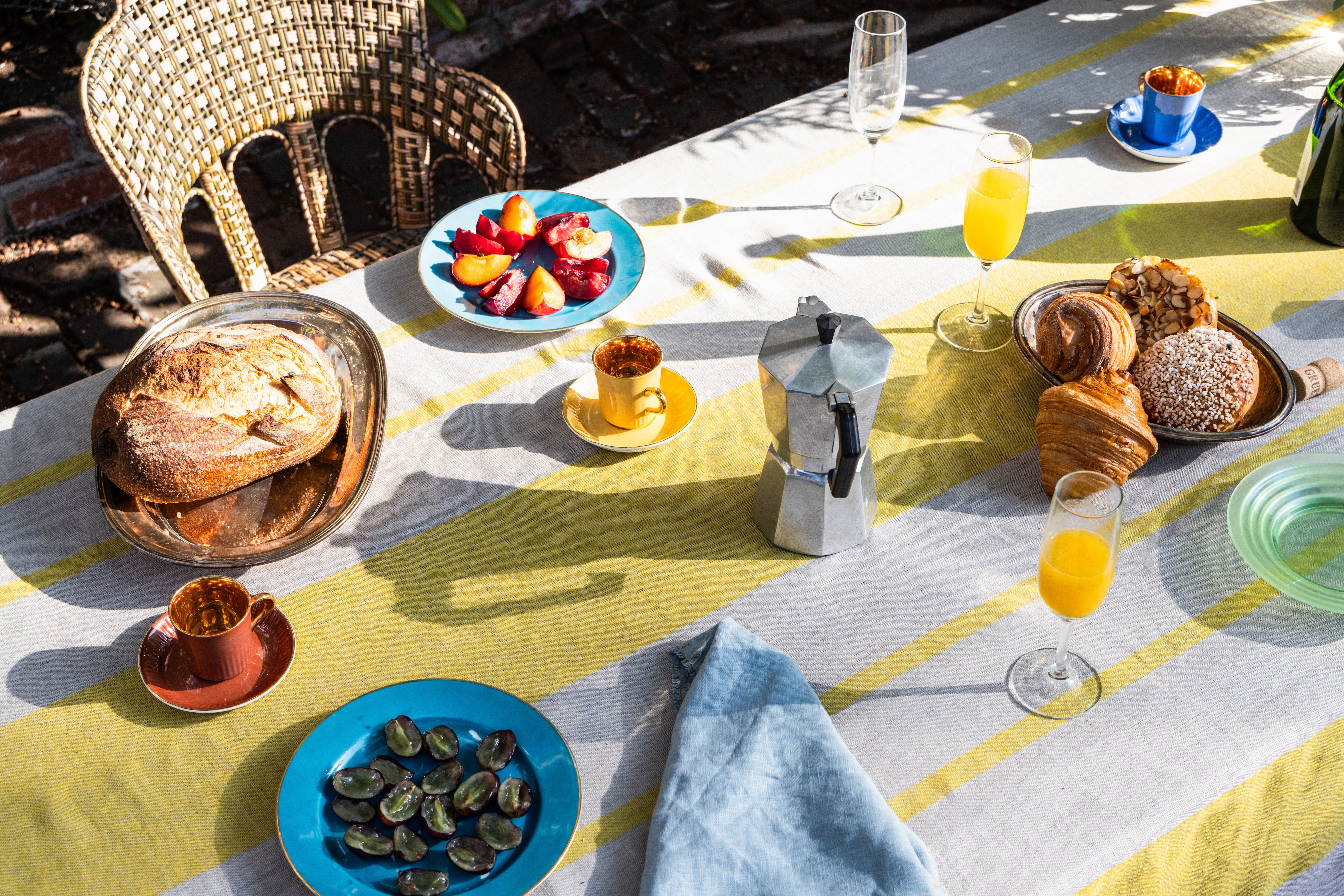 Yellow Striped Linen Tablecloth