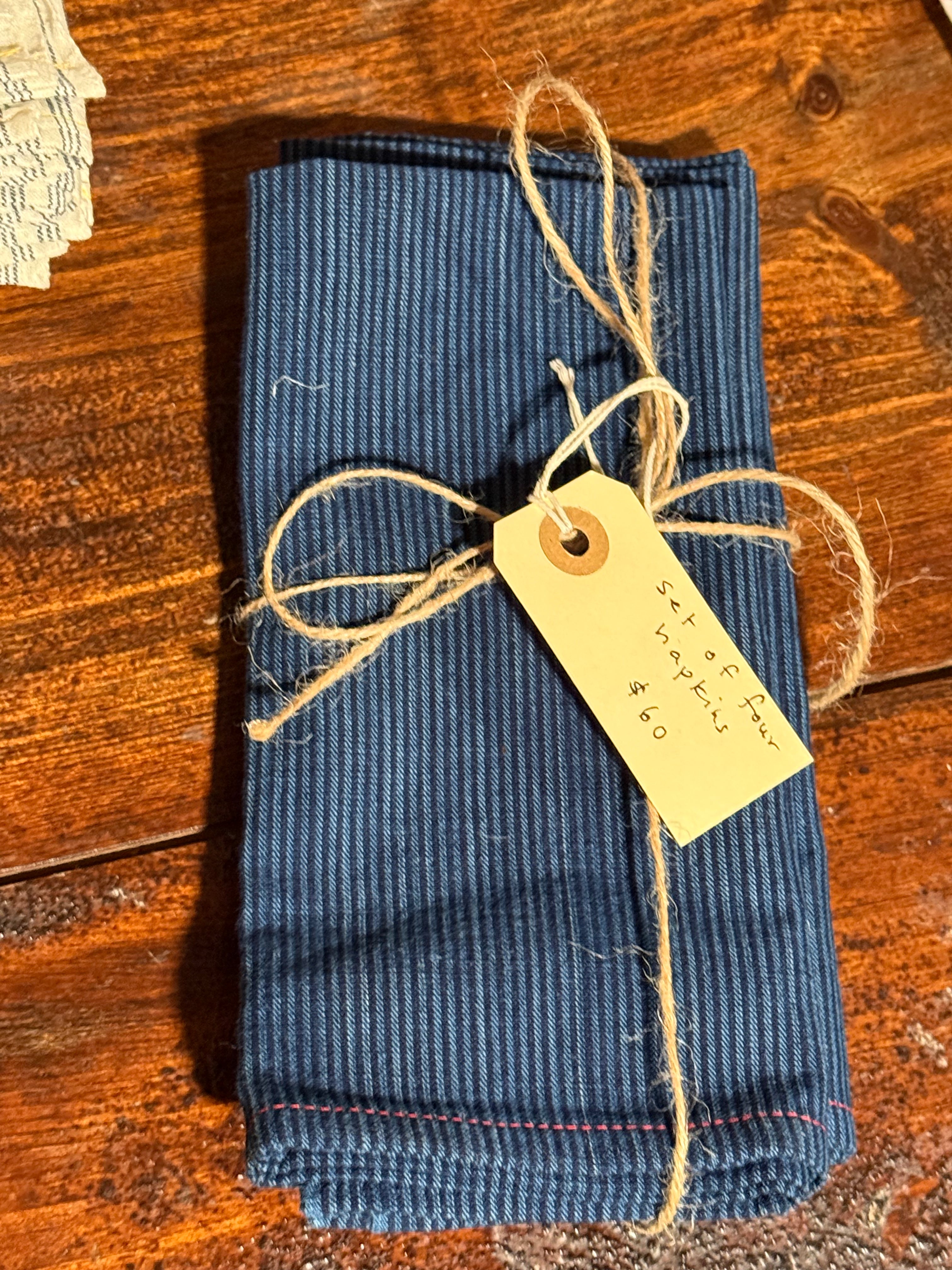 Blue Striped Indigo Dyed Napkins
